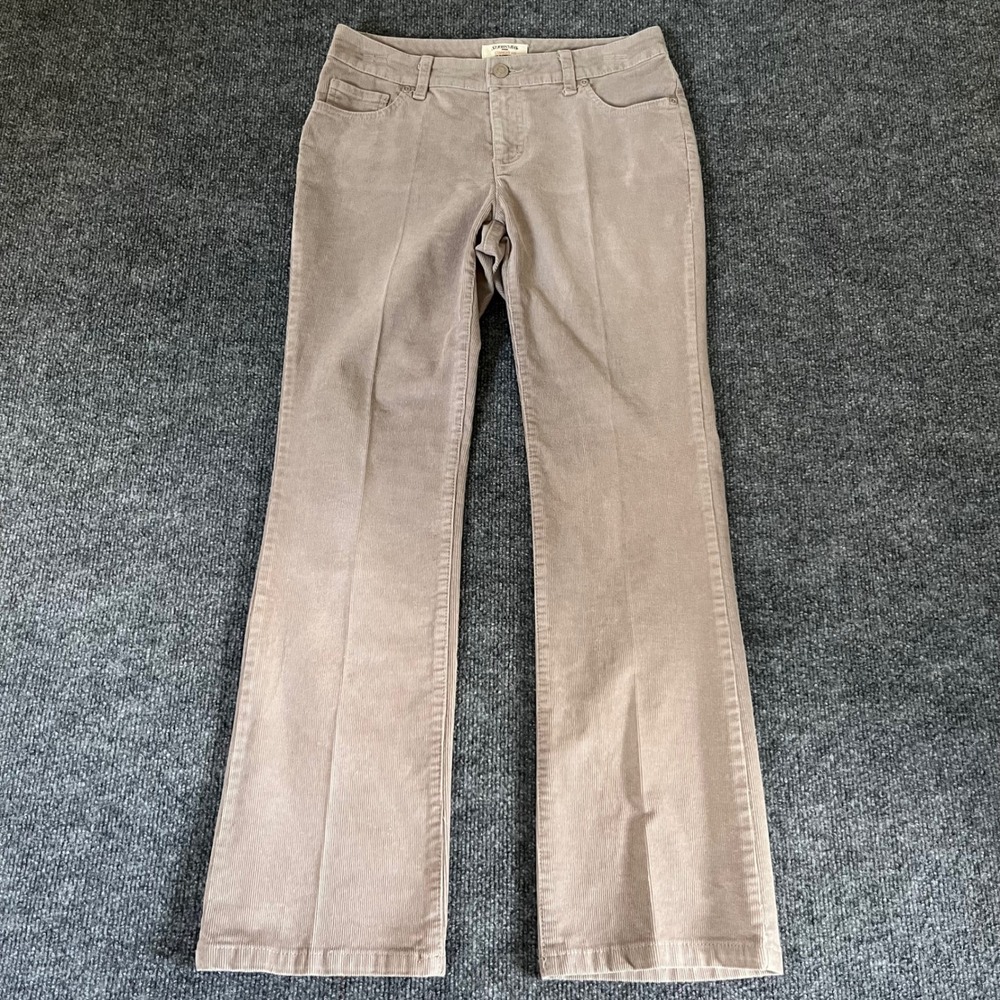 St Johns Bay Secretly Slender Corduroy Pants Tan Khaki Bootcut Petite 4P 0253